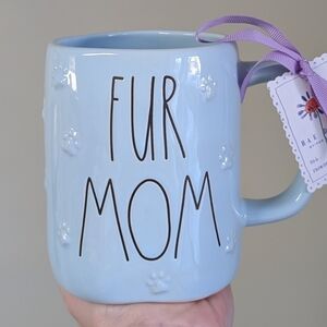 Rae Dunn FUR MOM Pet Mom Mug with Allover Embossed Paw Print Design 🐾